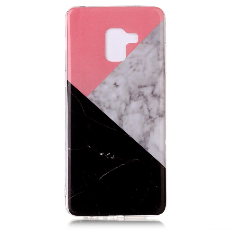 Marble Pattern IMD TPU Phone Case Cover for Samsung Galaxy A8 Plus (2018) - Pink / Grey / Black-2