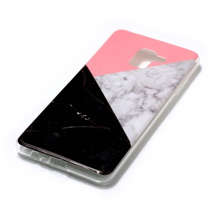 Marble Pattern IMD TPU Phone Case Cover for Samsung Galaxy A8 Plus (2018) - Pink / Grey / Black-3