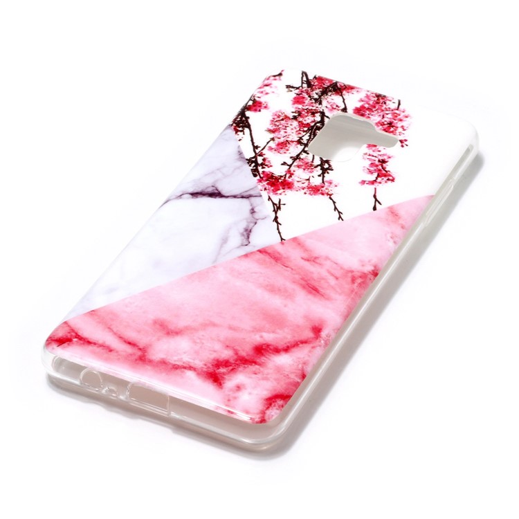Marble Pattern IMD TPU Phone Cover Shell for Samsung Galaxy A8 Plus (2018) - Pink Flower-3