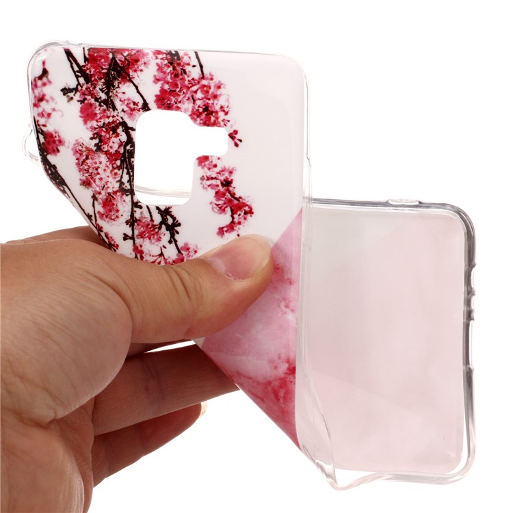 Marble Pattern IMD TPU Phone Cover Shell for Samsung Galaxy A8 Plus (2018) - Pink Flower-4
