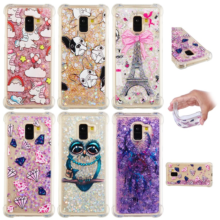 Liquid Glitter Powder Quicksand Shockproof TPU Cell Phone Case for Samsung Galaxy A8 Plus (2018) - Owl-11
