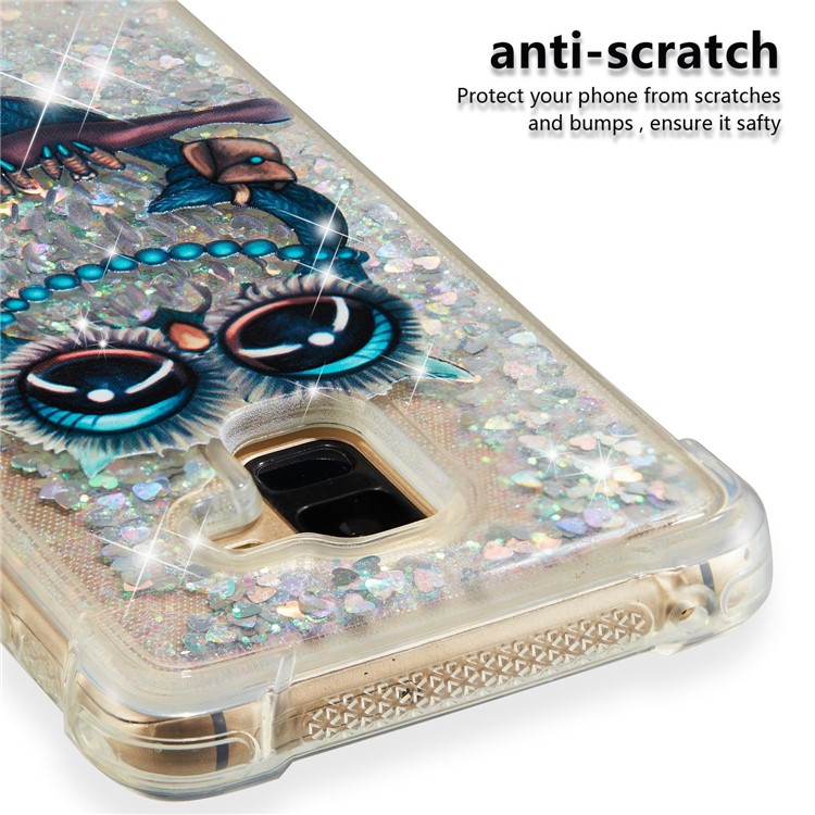 Liquid Glitter Powder Quicksand Shockproof TPU Cell Phone Case for Samsung Galaxy A8 Plus (2018) - Owl-3