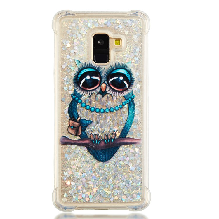 Liquid Glitter Powder Quicksand Shockproof TPU Cell Phone Case for Samsung Galaxy A8 Plus (2018) - Owl-4