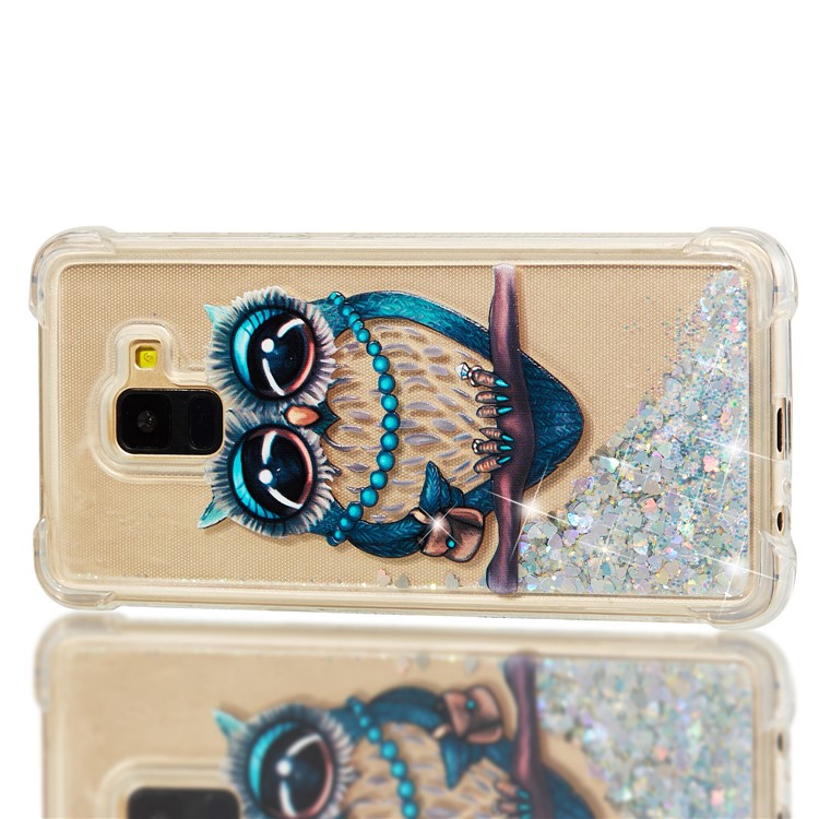 Liquid Glitter Powder Quicksand Shockproof TPU Cell Phone Case for Samsung Galaxy A8 Plus (2018) - Owl-6