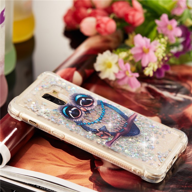 Liquid Glitter Powder Quicksand Shockproof TPU Cell Phone Case for Samsung Galaxy A8 Plus (2018) - Owl-8