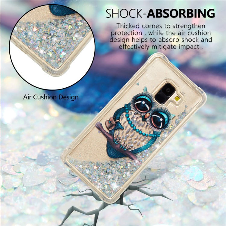 Liquid Glitter Powder Quicksand Shockproof TPU Cell Phone Case for Samsung Galaxy A8 Plus (2018) - Owl-9