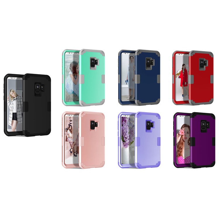 3-piece PC+Silicone Shockproof Hybrid Case for Samsung Galaxy S9 SM-G960 - Black-13