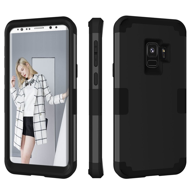 3-piece PC+Silicone Shockproof Hybrid Case for Samsung Galaxy S9 SM-G960 - Black-3