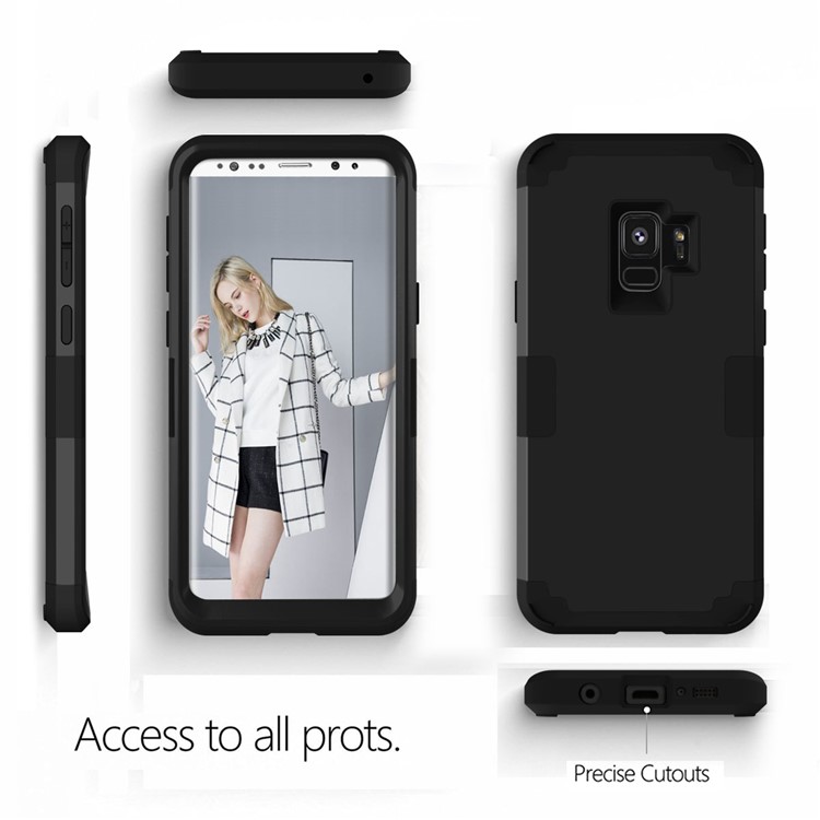 3-piece PC+Silicone Shockproof Hybrid Case for Samsung Galaxy S9 SM-G960 - Black-5