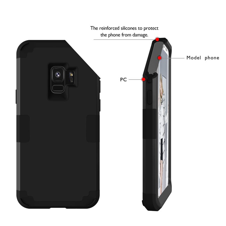 3-piece PC+Silicone Shockproof Hybrid Case for Samsung Galaxy S9 SM-G960 - Black-8