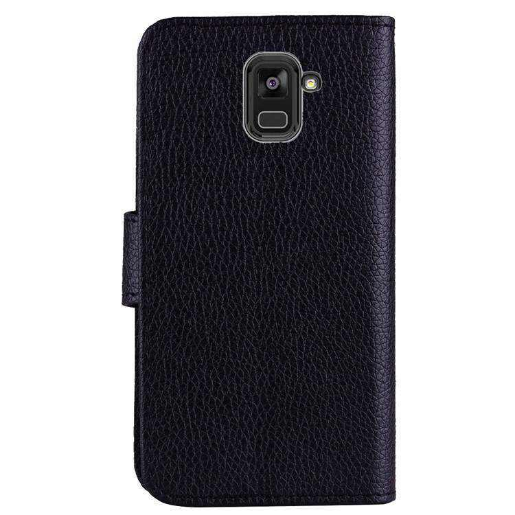 Litchi Skin Wallet Leather Stand Case for Samsung Galaxy A8+ (2018) - Black-3
