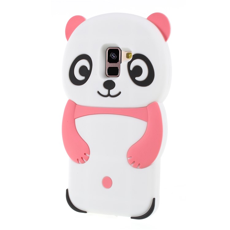 Adorable 3D Panda Silicone Mobile Phone Casing for Samsung Galaxy A8 (2018) - Pink-3