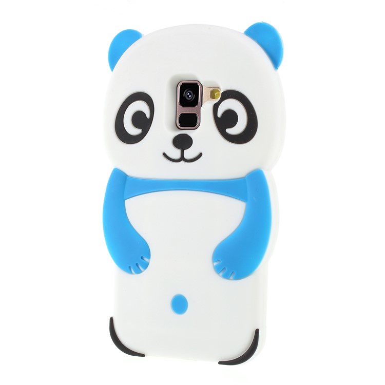 For Samsung Galaxy A8 (2018) Adorable 3D Panda Silicone Phone Case Accessory - Blue-3