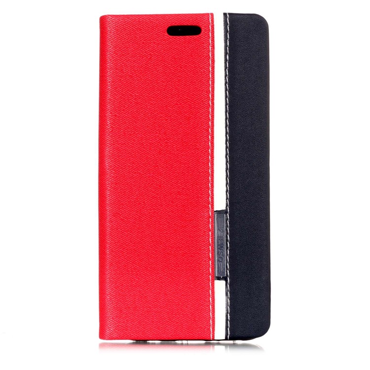 

Contrast Color PU Leather Flip Stand Mobile Phone Shell for Samsung Galaxy S9 SM-G960 - Red