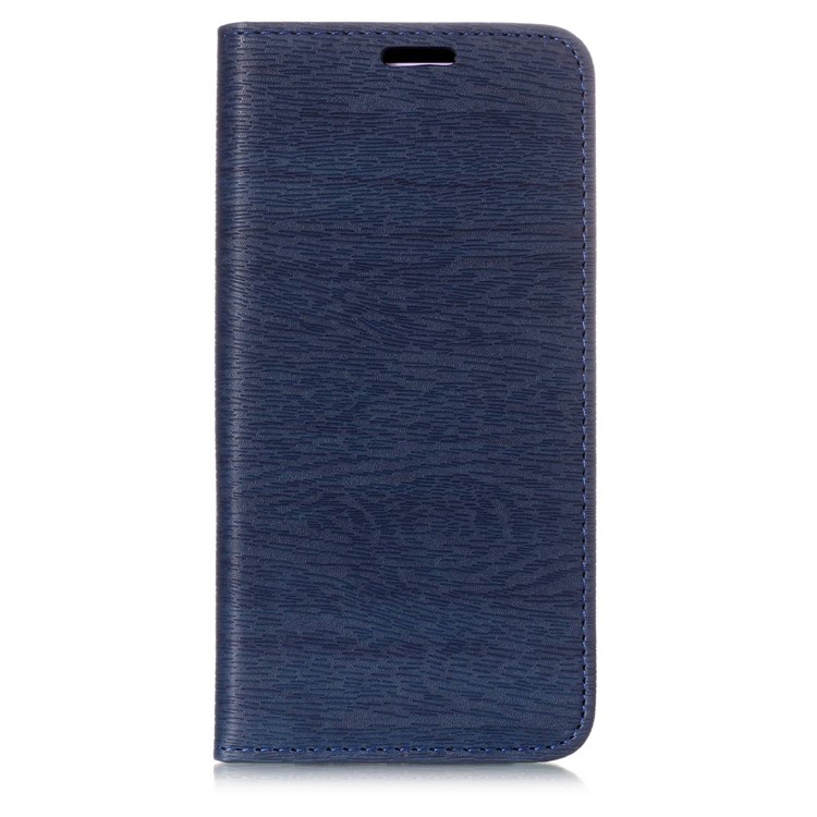 

Auto-absorbed Wood Pattern PU Leather Phone Shell Accessory with Stand for Samsung Galaxy S9 Plus G965 - Dark Blue