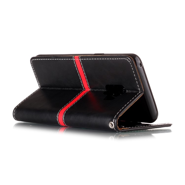 Graceful Series Stitching Leather Wallet Case for Samsung Galaxy S9 SM-G960 - Black-5