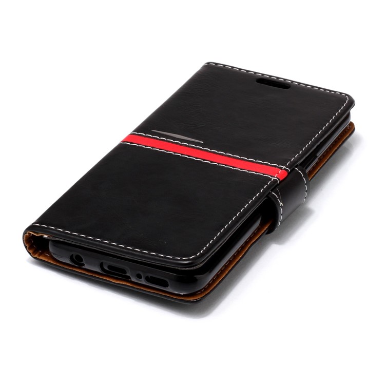 Graceful Series Stitching Leather Wallet Case for Samsung Galaxy S9 SM-G960 - Black-6