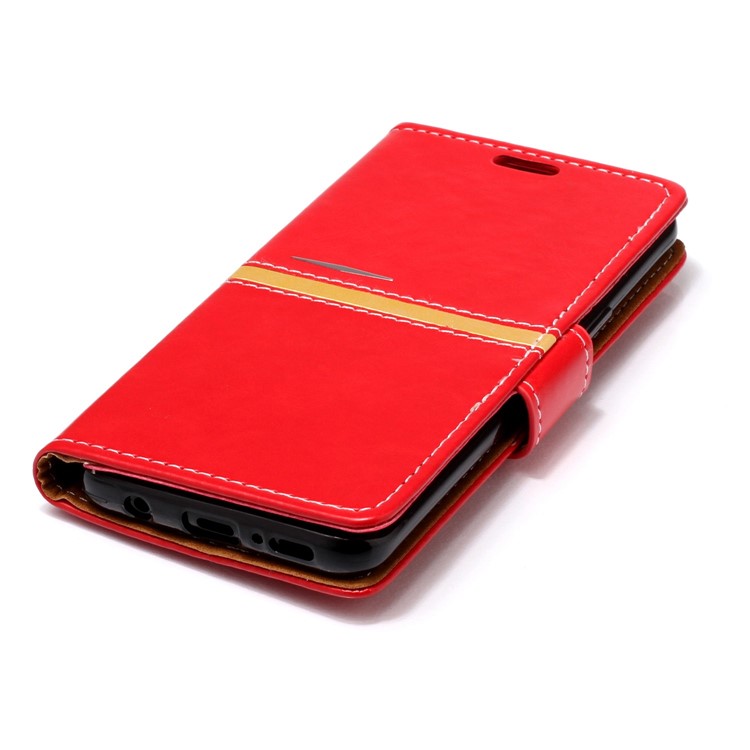 Graceful Series Stitching Leather Stand Case with Card Slots for Samsung Galaxy S9 SM-G960 - Red-5