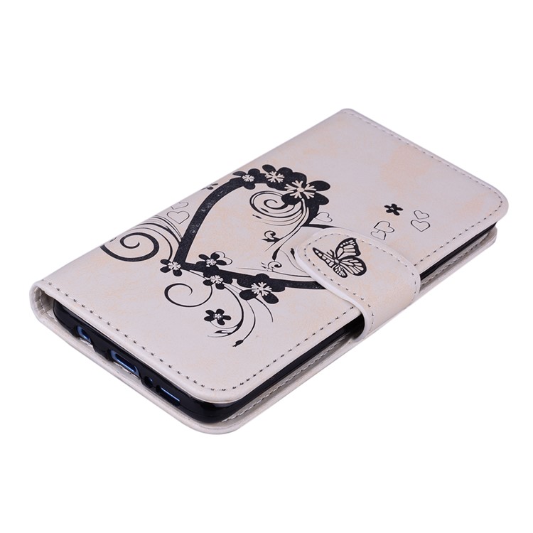 Imprinted Loving Heart Leather Wallet Case for Samsung Galaxy S9 G960 - White-3