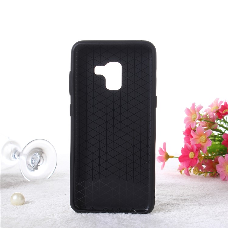 Embossment Marble Pattern TPU + PC Hybrid Phone Shell with Kickstand for Samsung Galaxy A8 (2018) - Black-2