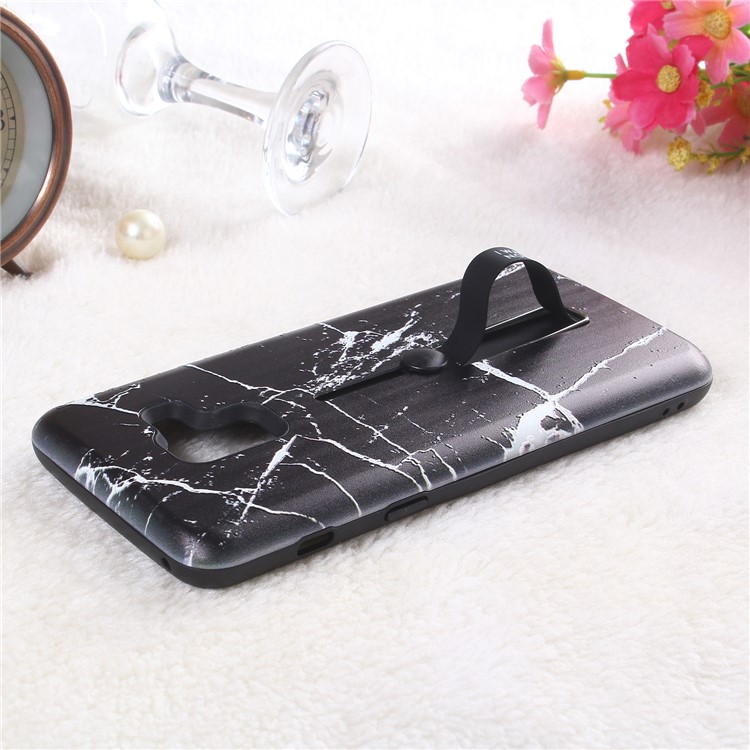 Embossment Marble Pattern TPU + PC Hybrid Phone Shell with Kickstand for Samsung Galaxy A8 (2018) - Black-3