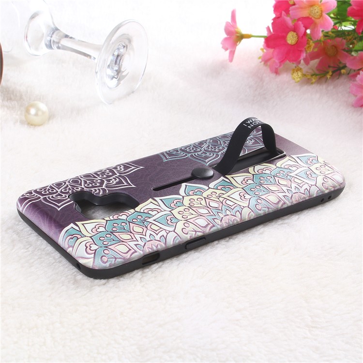 Embossment Ethnic Style Pattern TPU + PC Hybrid Phone Shell with Kickstand for Samsung Galaxy A8 (2018) - Purple-2
