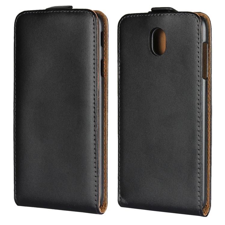 Vertical Flip Genuine Split Leather Case for Samsung Galaxy J7 (2017) EU Version/J7 Pro (2017) - Black-1