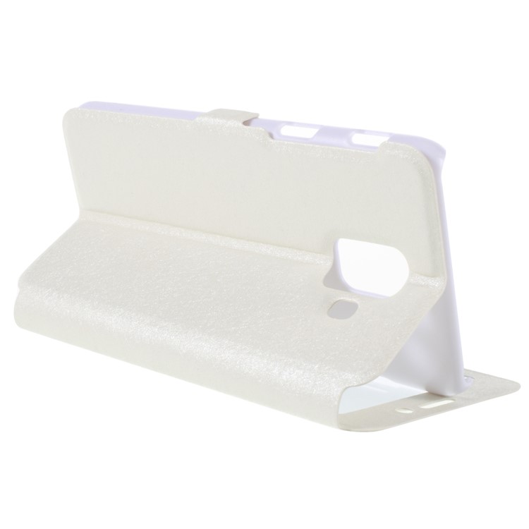 Silk Texture Dual Window PU Leather Case Cover with Stand for Samsung Galaxy A6 (2018) - White-5