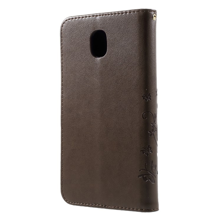 Imprint Flower Butterfly Pattern Leather Stand Wallet Folio Casing for Samsung Galaxy J6 (2018) - Brown-2
