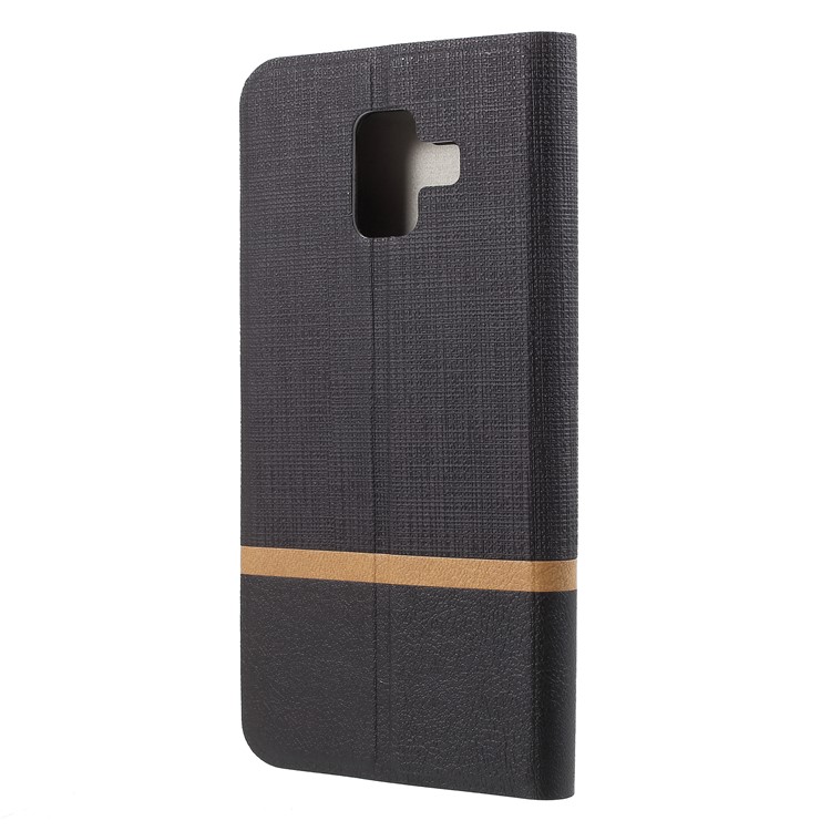 Cross Texture PU Leather Card Holder Stand Case for Samsung Galaxy A6 (2018) - Black-3