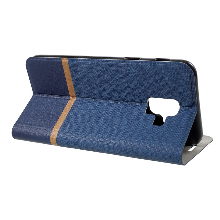 Cross Texture Stand Leather Card Holder Mobile Shell for Samsung Galaxy A6 (2018) - Blue-4