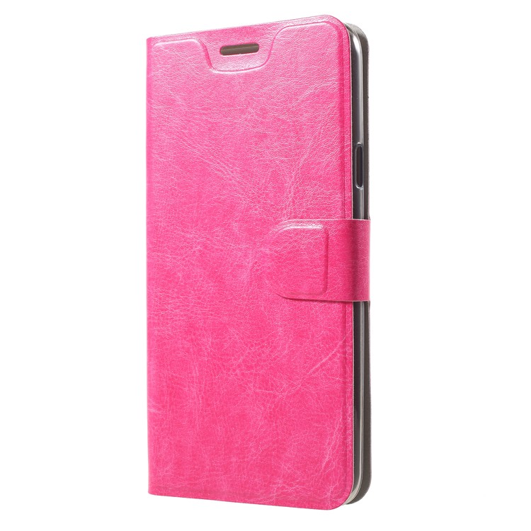 Crazy Horse Texture Card Holder Leather Phone Cover for Samsung Galaxy J7 Duo - Rose-2