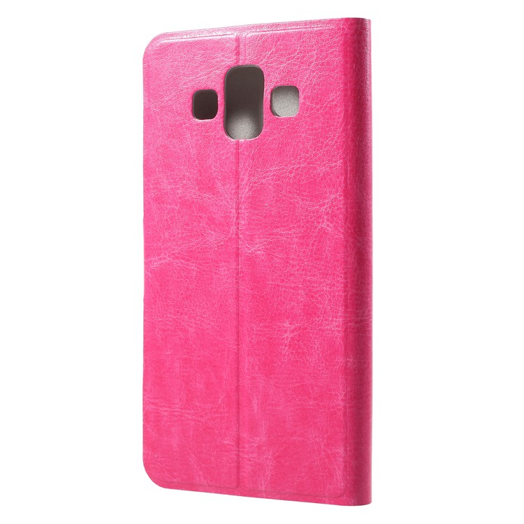 Crazy Horse Texture Card Holder Leather Phone Cover for Samsung Galaxy J7 Duo - Rose-3