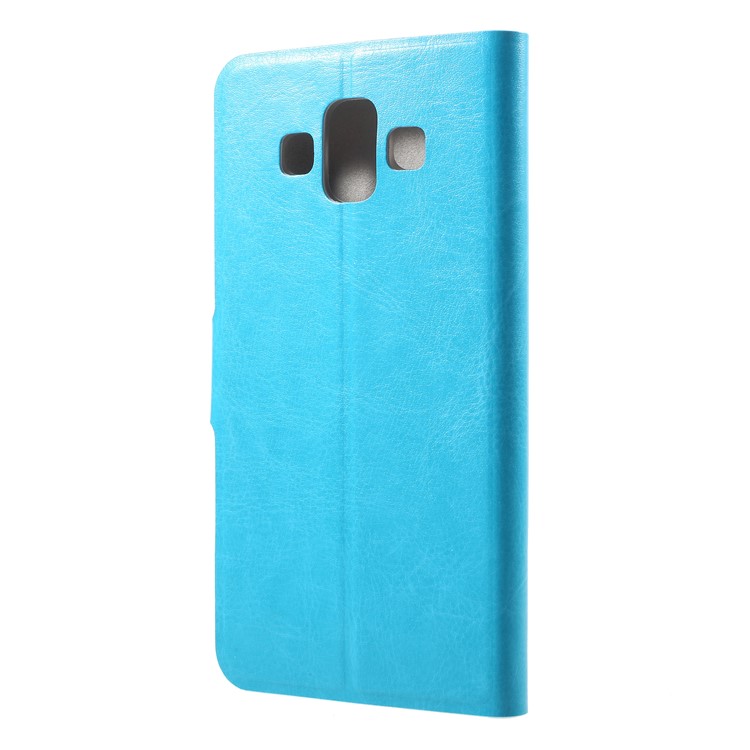 Crazy Horse Texture PU Leather Magnetic Card Holder Phone Shell for Samsung Galaxy J7 Duo - Blue-3