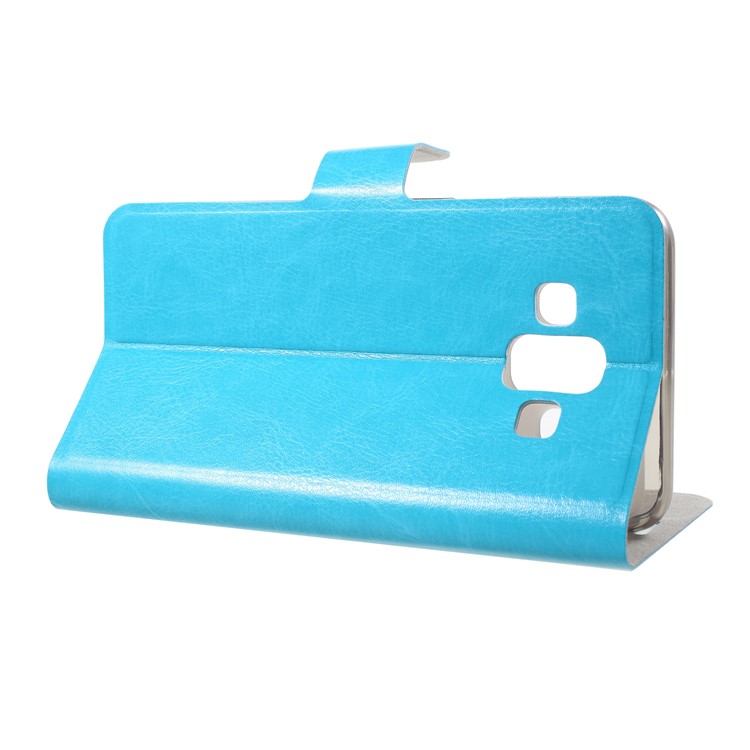 Crazy Horse Texture PU Leather Magnetic Card Holder Phone Shell for Samsung Galaxy J7 Duo - Blue-4