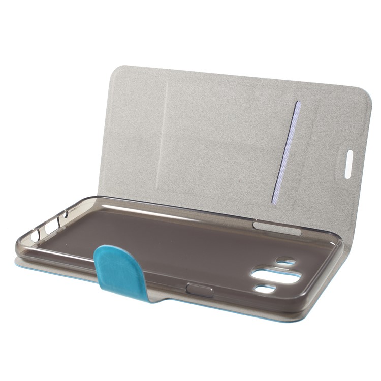 Crazy Horse Texture PU Leather Magnetic Card Holder Phone Shell for Samsung Galaxy J7 Duo - Blue-5