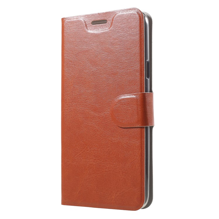 Crazy Horse Texture Stand Leather Mobile Phone Case Accessory for Samsung Galaxy J7 Duo - Brown-2