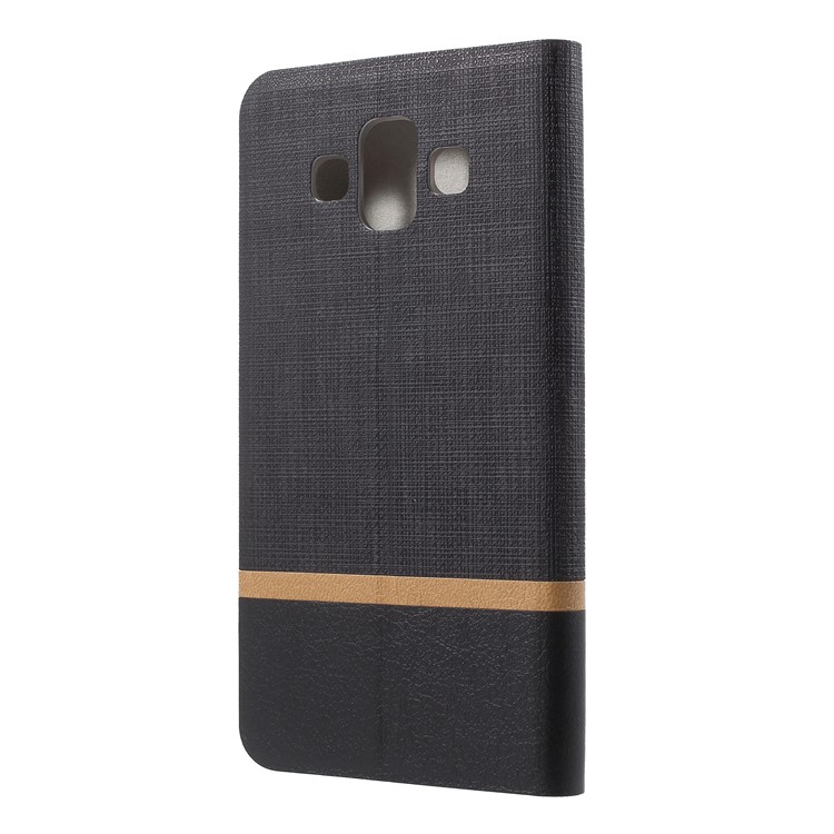 Cross Texture PU Leather Card Holder Stand Case for Samsung Galaxy J7 Duo - Black-2