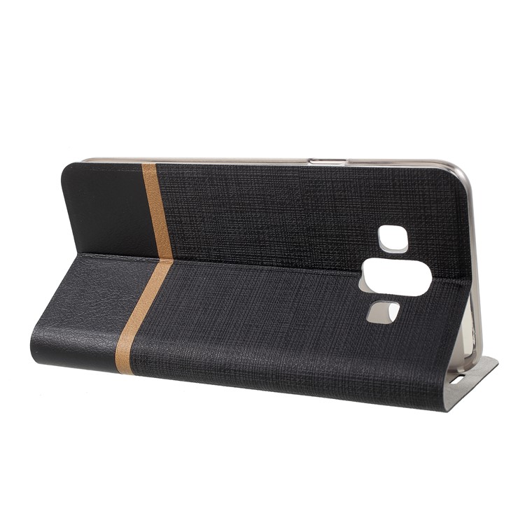 Cross Texture PU Leather Card Holder Stand Case for Samsung Galaxy J7 Duo - Black-3