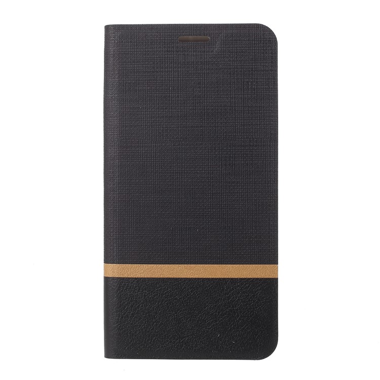 Cross Texture PU Leather Card Holder Stand Case for Samsung Galaxy J7 Duo - Black-5