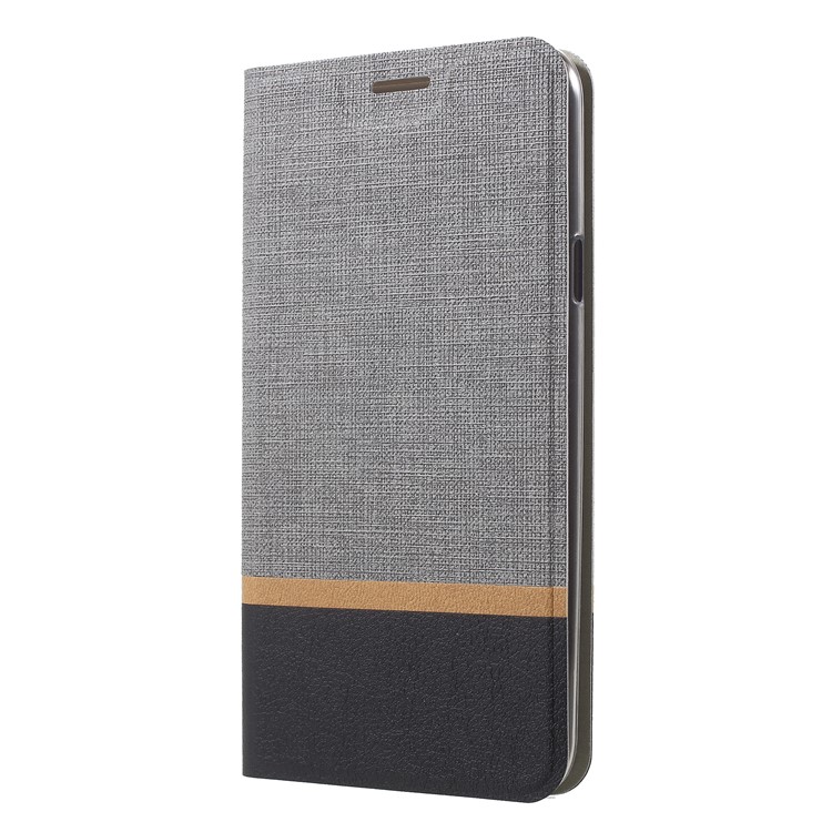 Cross Texture PU Leather Card Holder Phone Cover with Stand for Samsung Galaxy J7 Duo - Grey-2