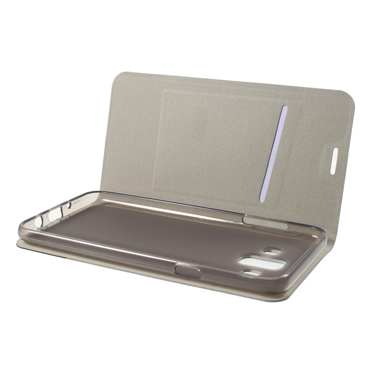 Cross Texture PU Leather Card Holder Phone Cover with Stand for Samsung Galaxy J7 Duo - Grey-5