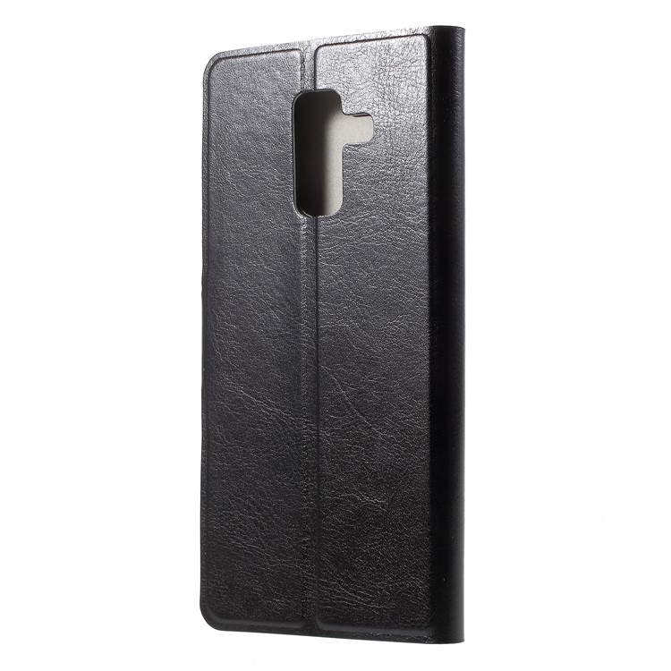 Crazy Horse Wallet Magnetic Stand Leather Case (Built-in Steel Sheet) for Samsung Galaxy A6+ (2018) - Black-3