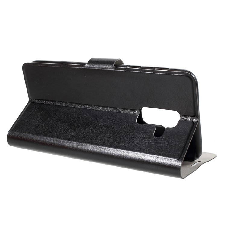 Crazy Horse Wallet Magnetic Stand Leather Case (Built-in Steel Sheet) for Samsung Galaxy A6+ (2018) - Black-4