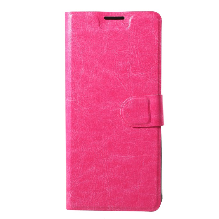 

Crazy Horse Wallet Magnetic Stand PU Leather Shell (Built-in Steel Sheet) for Samsung Galaxy A6 Plus (2018)/A9 Star Lite - Rose