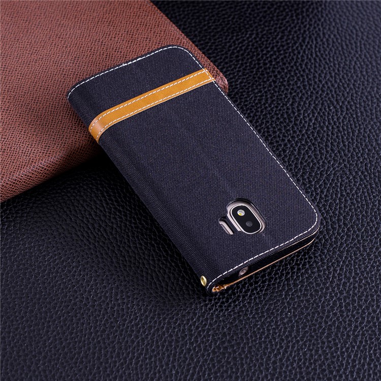 Jeans Cloth Texture Wallet Stand Leather Case for Samsung Galaxy J2 Pro 2018 - Black-10