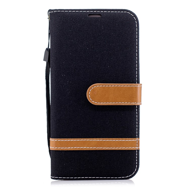 Jeans Cloth Texture Wallet Stand Leather Case for Samsung Galaxy J2 Pro 2018 - Black-2