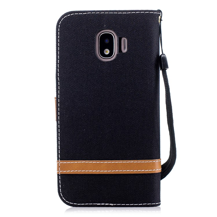 Jeans Cloth Texture Wallet Stand Leather Case for Samsung Galaxy J2 Pro 2018 - Black-3