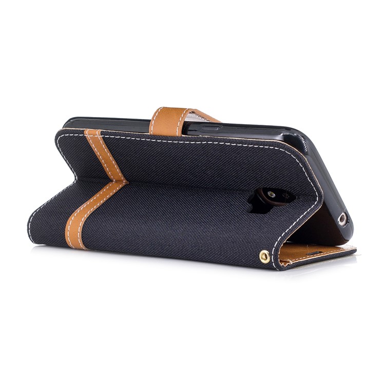 Jeans Cloth Texture Wallet Stand Leather Case for Samsung Galaxy J2 Pro 2018 - Black-4
