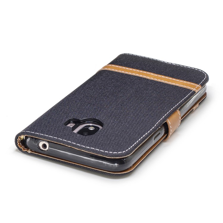 Jeans Cloth Texture Wallet Stand Leather Case for Samsung Galaxy J2 Pro 2018 - Black-7